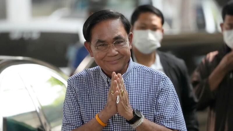 Thailand’s prime minister Prayuth Chan-ocha cast his vote at a polling station in Bangkok (Sakchai Lalit/AP)