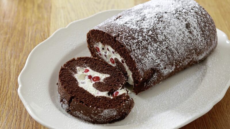 Niall McKenna&#39;s chocolate roulade with redcurrants 