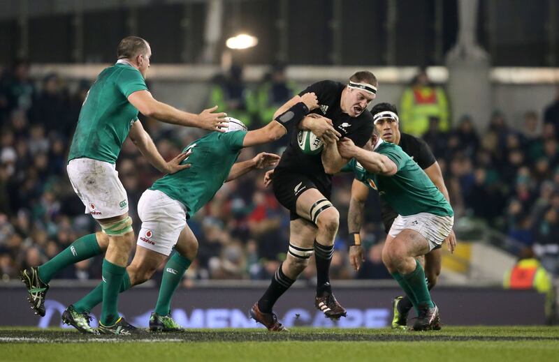 New Zealand's Brodie Retallick disrupted the giant frame of Devin Toner <br />Picture by PA&nbsp;