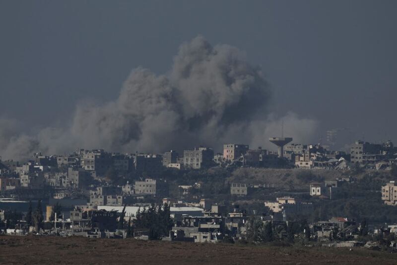 Smoke rises from the Gaza Strip after Israeli strikes 