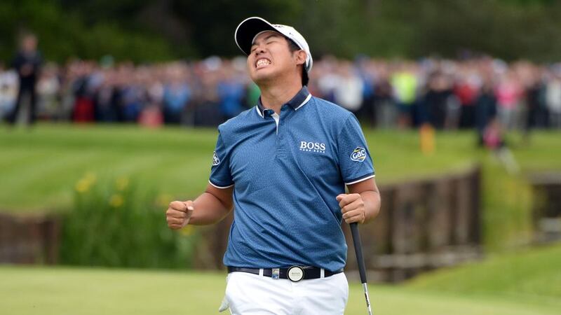 Korea&#39;s Byeong Hun An is overcome with emotion after winning the BMW PGA Championship at Wentworth, England on Sunday Picture: PA 