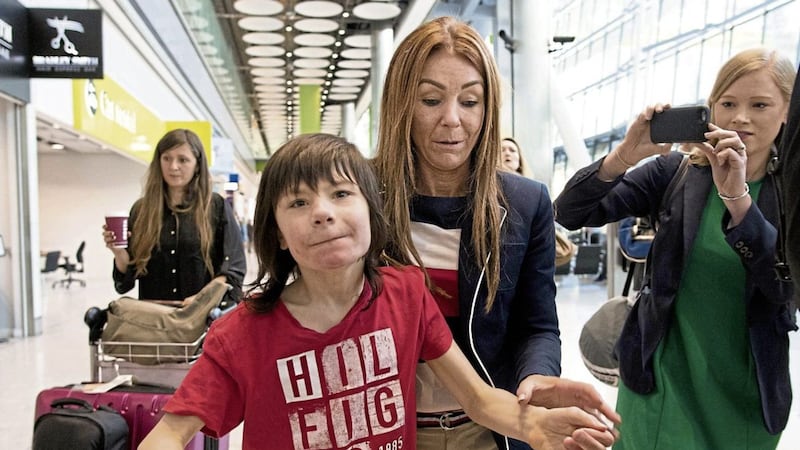 Charlotte Caldwell and her son Billy at Heathrow Airport earlier this month after having a supply of cannabis oil used to treat his severe epilepsy confiscated on their return from Canada.  