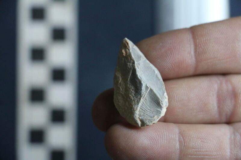 A stone tool found in a cave in Zacatecas, central Mexico