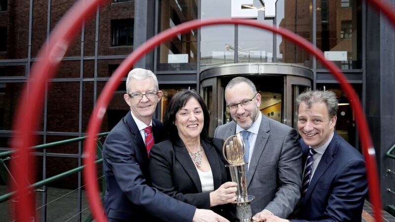 Launching the 2017 EY Entrepreneur Of The Year are (from left) Joe Healy (Enterprise Ireland), Anne Heraty (Cpl Resources and judging panel chair), Kevin McLoughlin (partner lead for the EY programme) and Jeremy Fitch (Invest NI) 