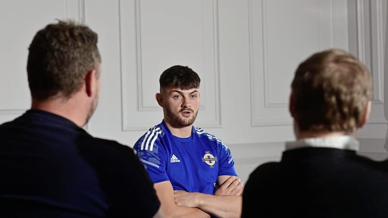 Northern Ireland&rsquo;s latest call-up Lee Bonis faces the print media. Pic Colm Lenaghan/Pacemaker 