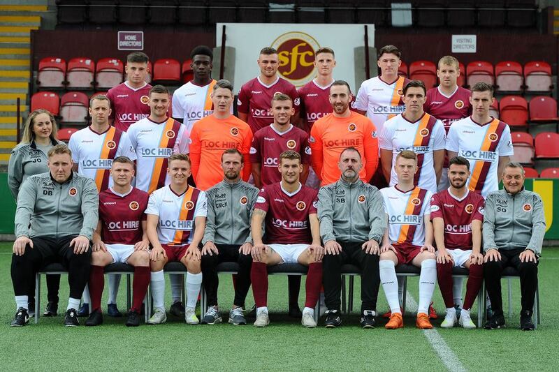 <strong>ON THE BALL:</strong> Stenhousemuir FC players and coaching staff
