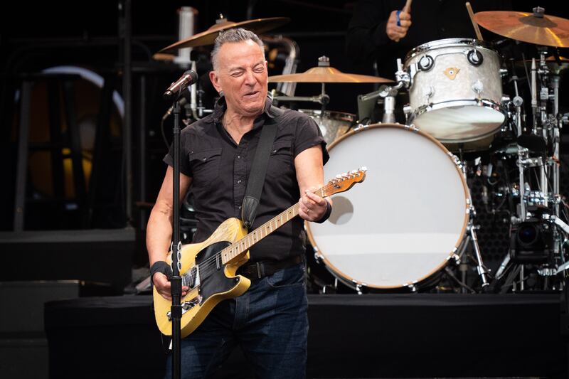 Bruce Springsteen and the E Street Band performing on stage at BST Hyde Park in London