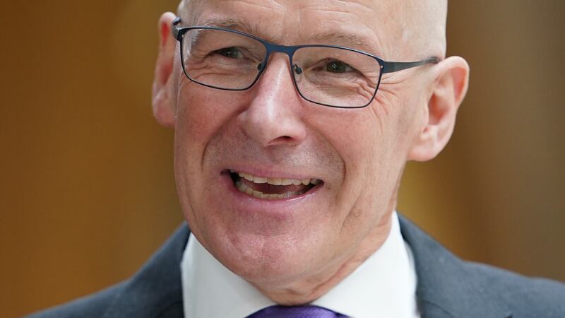 Newly elected leader of the Scottish National Party (SNP) John Swinney delivers his acceptance speech