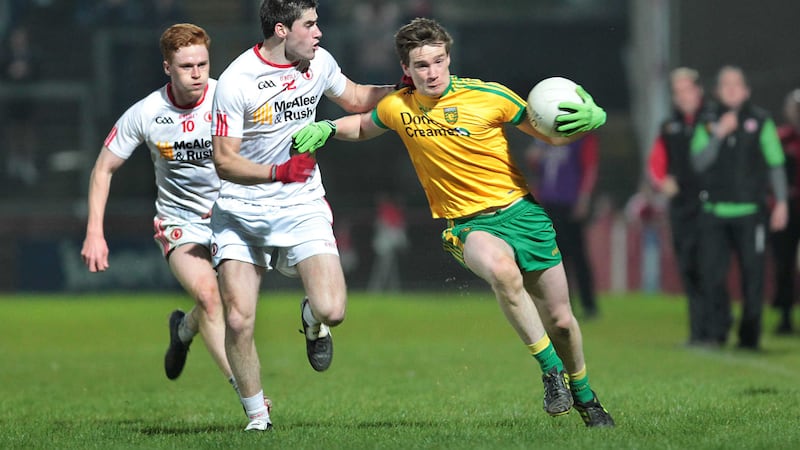 <span style="font-family: Arial, sans-serif; ">Ciar&aacute;n Thompson kicked three points from play on his senior debut for Donegal last Sunday <br />Picture by Margaret McLaughlin</span>&nbsp;