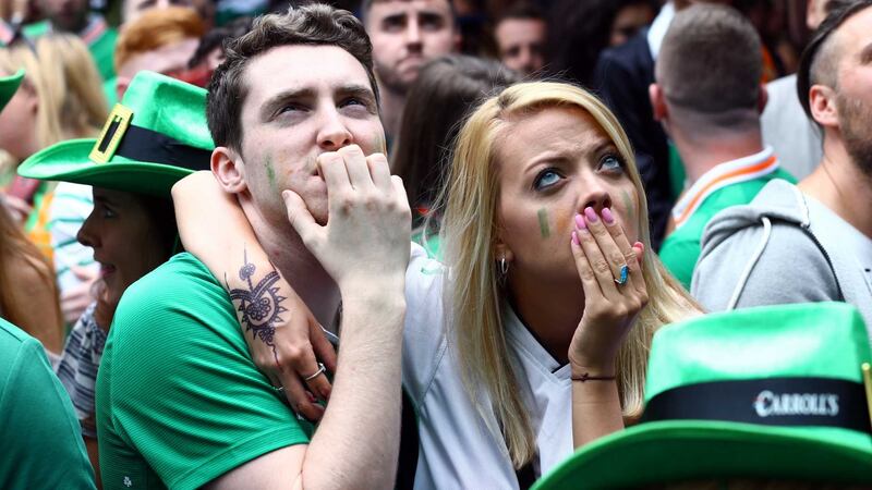 &nbsp;Republic of Ireland fans watch their team nervously<br />Picture by PA