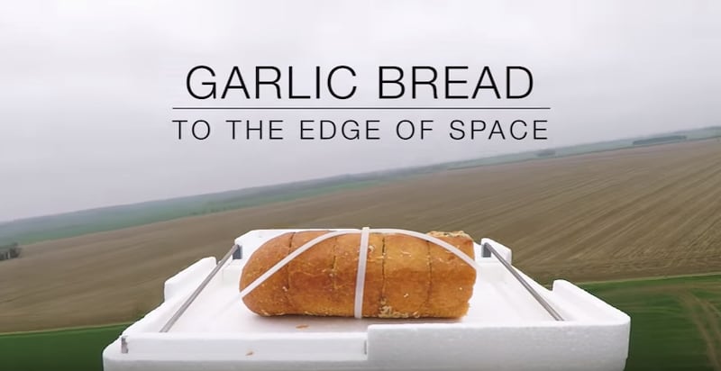 Garlic bread sent to the edge of space