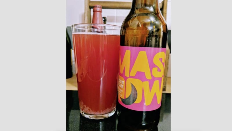 Mash Down&#39;s Moon Beam &ndash; a raspberry lemon pale ale that pours a deep pink colour, with a not inconsiderable amount of fizz 