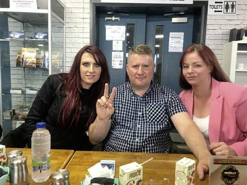 Belfast councillor Jolene Bunting (right) with Paul Golding, the leader of Britain First, and deputy leader Jayda Fransen. File picture from Twitter 