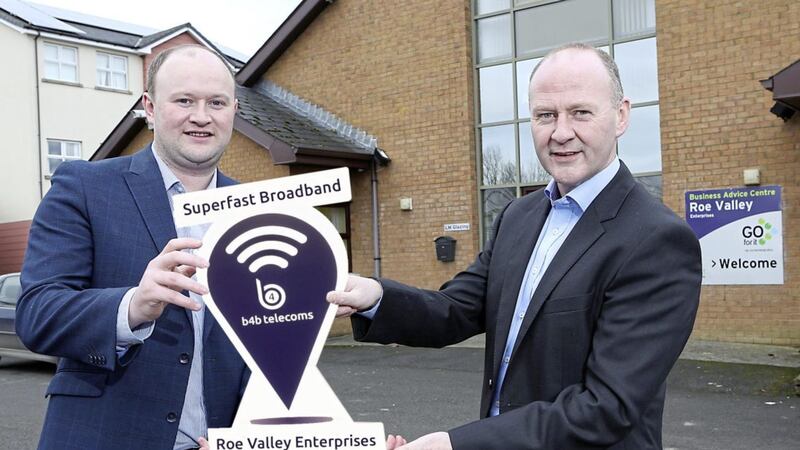 Tommy O&#39;Hagan from B4B (left) with Martin Devlin, proprietor of Roe Valley Enterprises 