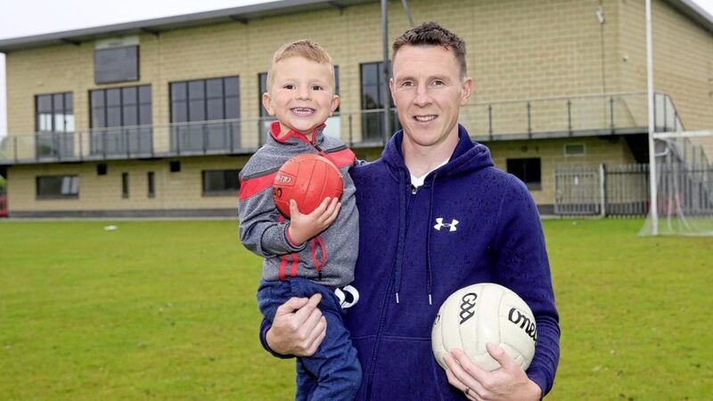 John Clarke with his three-year-old Luke son at St John's, Drumnaquoile. Picture by Philip Walsh