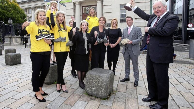 Lord Chief Justice Declan Morgan with some of 24 barristers who are set to compete in an event entitled &quot;Winter is Coming: Battle of the Barristers&quot; in aid mental health charity AWARE. Picture by Mal McCann 