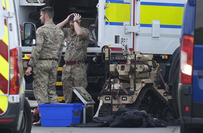 Members of the armed services at the scene