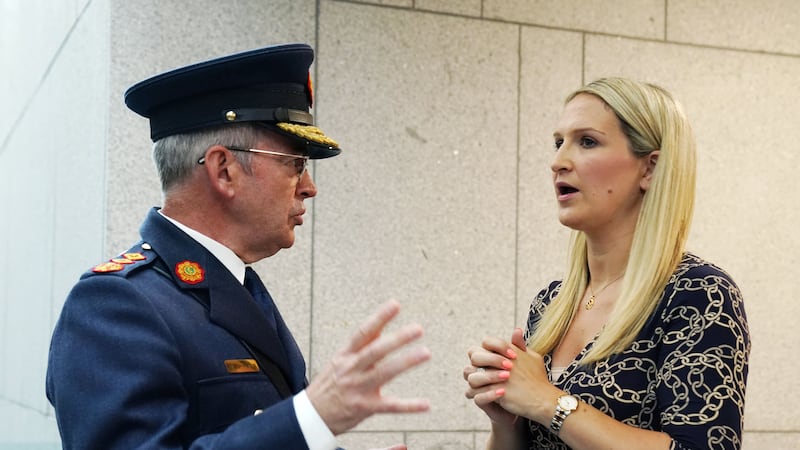 Garda Commissioner Drew Harris (left) with Minister for Justice Helen McEntee (Brian Lawless/PA)