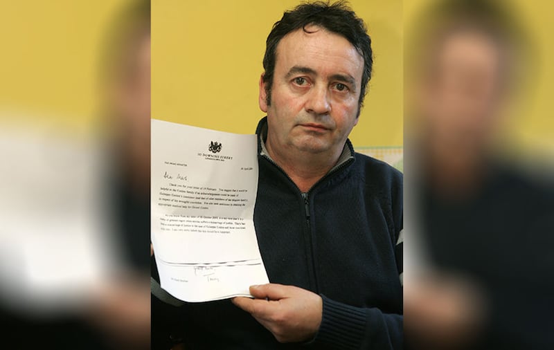 &nbsp;Gerry Conlon with the letter of apology from then British Prime Minister Tony Blair