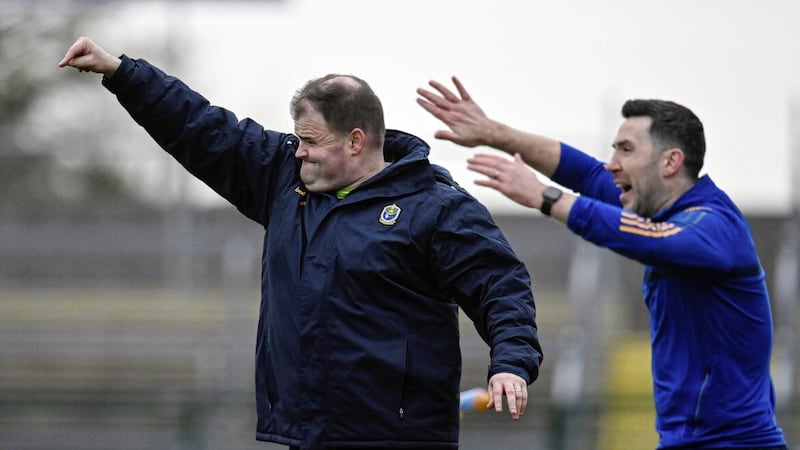 Roscommon manager Davy Burke (left) leads his side into a date with his native Kildare on Sunday 