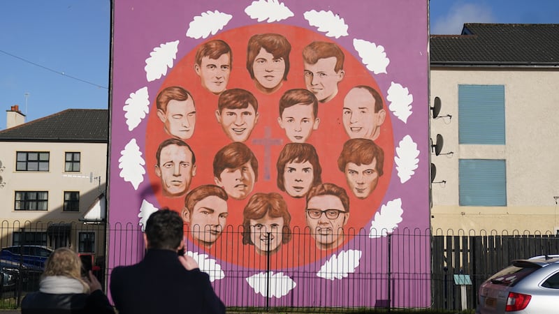 A mural commemorating the victims of Bloody Sunday in Derry