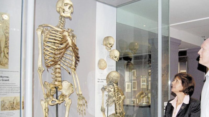 Brendan Holland visited the display of his distant cousin&#39;s skeleton in 2011. 
