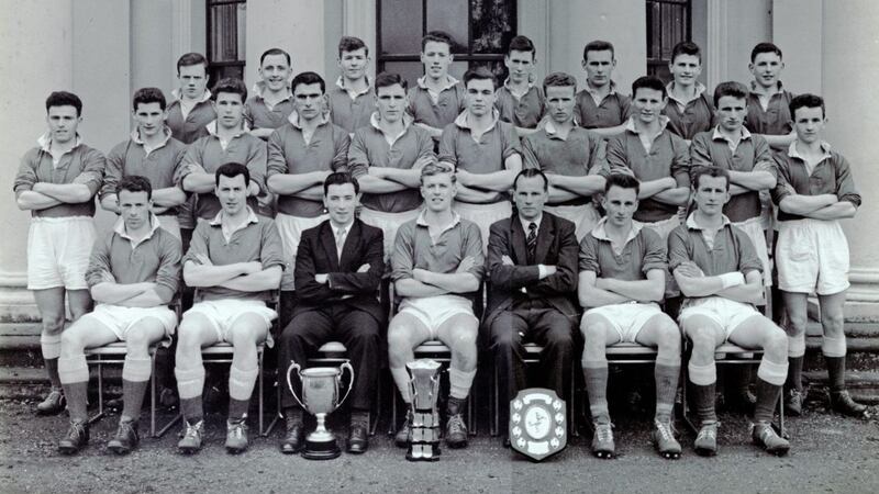 THE 1958 Queen's University squad which was the first northern side to win the Sigerson Cup.<br /> Back Row (l-r): Se&aacute;n O&rsquo;Kane, Peter Smith, Christy Mallon (RIP), Phil Stuart, Se&aacute;n O&rsquo;Neill, Patsy McDonald (RIP), Seamus McMahon, Henry McRory;<br /> Middle Row (l-r): John O&rsquo;Neill (RIP), Tom Scullion, Barney McNally (RIP), Paddy McGuckian, Mick Brewster (RIP), Frank Higgins (RIP), Gerry O&rsquo;Neill, Charlie Murphy, Leo O&rsquo;Neill, Eamonn Flanigan;<br /> Front Row (l-r): Dessie O&rsquo;Rourke, Kevin Halpenny, Paddy O&rsquo;Hara (RIP), Hugh O&rsquo;Kane (Captain), Dr John Macaulay (RIP), Seamus Mallon (RIP), Brendan Donaghy.