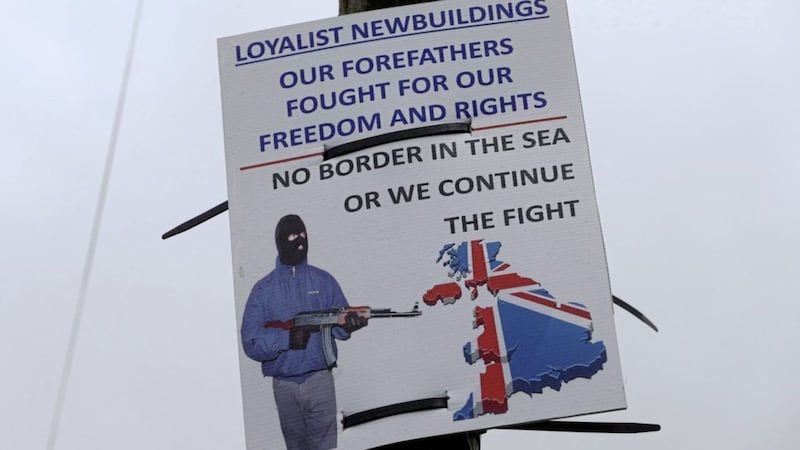 Loyalist posters threatening violence over the Northern Ireland protocol were re-erected overnight in Newbuildings on Wednesday.  