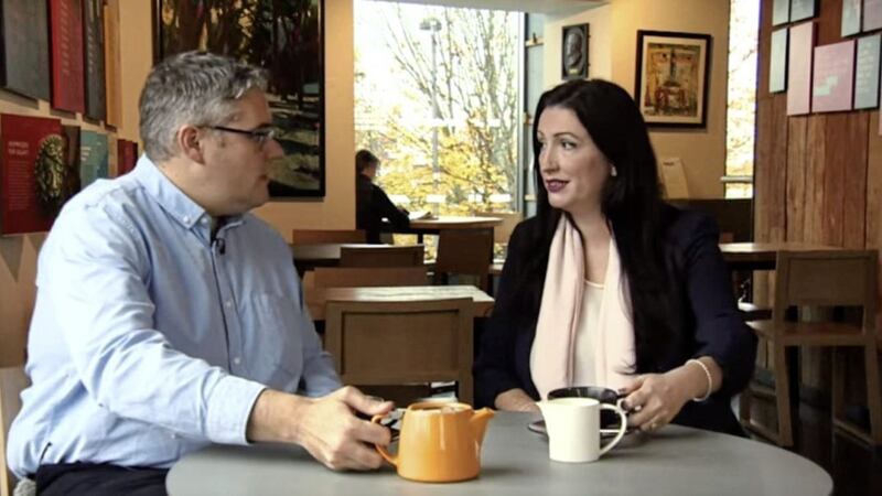 Gavin Robinson pours Emma Little-Pengelly a cup of tea in a scintillating scene from a DUP election broadcast which studiously avoids any mention of Brexit 