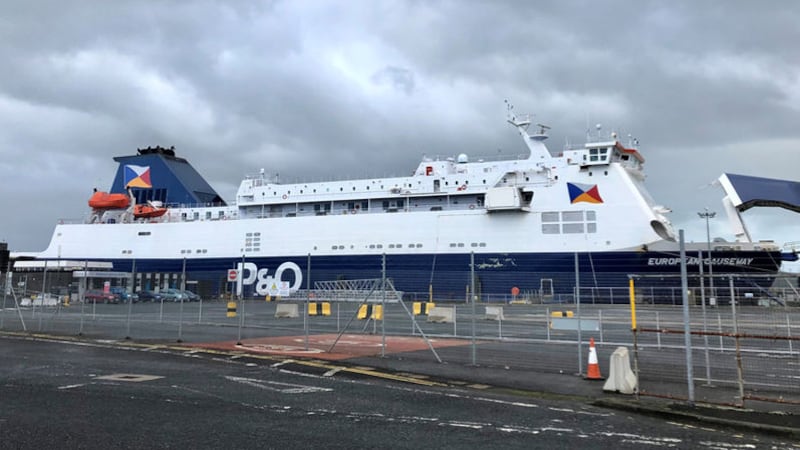 The P&amp;O European Causeway ferry docked at Larne Port. Picture by David Young/PA Wire&nbsp;