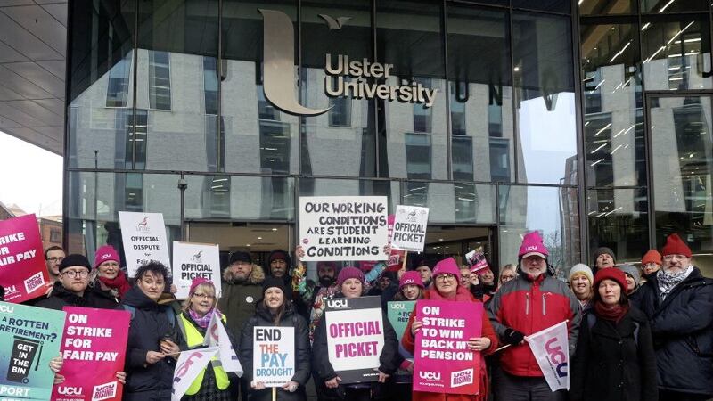 University staff on the picket line at Ulster University in Belfast. Picture by Mal McCann 