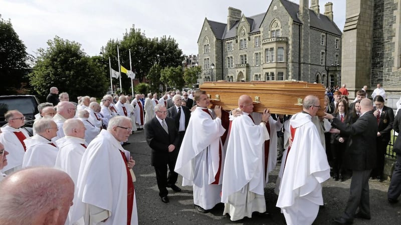 Bishop S&eacute;amus Hegarty was laid to rest beside his two immediate predecessors, Bishop Neil Farren and Bishop Edward Daly. Picture by Margaret McLaughlin 