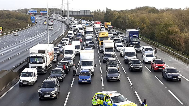 Just Stop Oil protesters caused delays on the M25 (Just Stop Oil/PA)