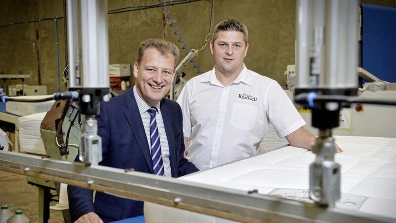 Tyrone company Restwell Manufacturing is investing over &pound;475,000 to expand its production capabilities and creating 20 new jobs. Pictured are Jeremy Fitch, Invest NI and Artur Slizak, Restwell Manufacturing. 