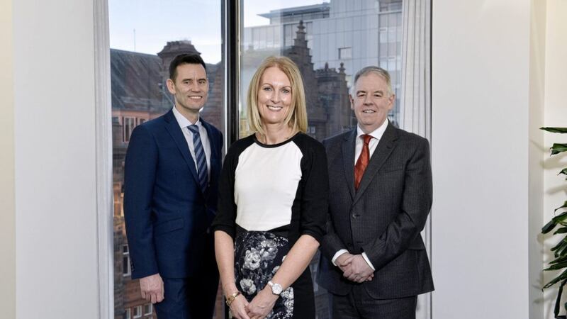 Pictured at the launch of the partnership are: Niall Harkin, chairman, Chartered Accountants Ulster Society; Zara Duffy, head of Chartered Accountants Northern Ireland; and Shaun McAnee, managing director of corporate and business banking at Danske Bank. 