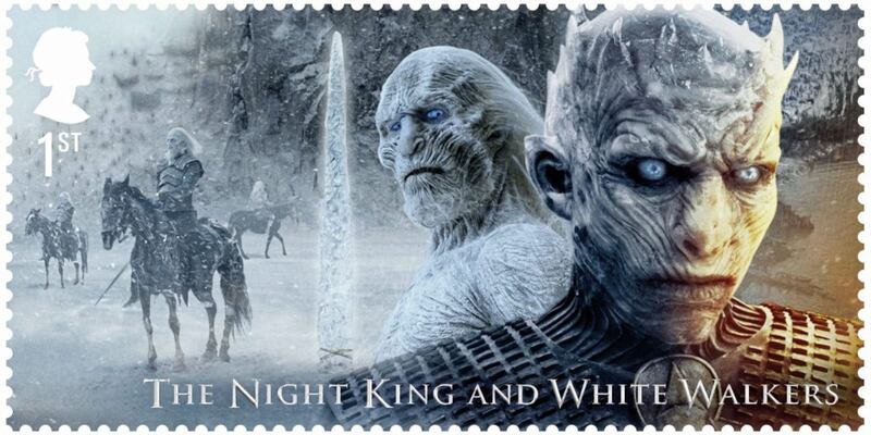 One of the Game of Thrones stamps featuring the Night King and White Walkers
