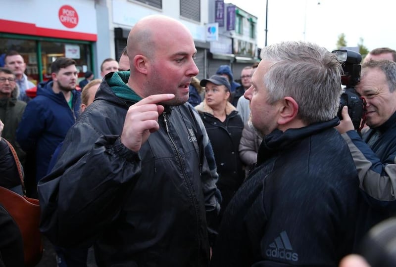 Dee Fennell pictured during an altercation wit former Holy Cross rector Fr Gary Donegan earlier this month 