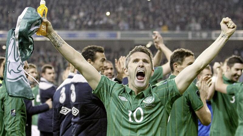 Robbie Keane celebrating was to become a very familiar sight in Republic of Ireland colours. 