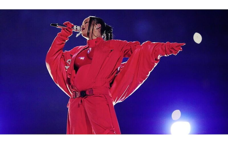 Rihanna performs during the halftime show at the NFL Super Bowl 57 football game between the Kansas City Chiefs and the Philadelphia Eagles. Picture by AP Photo/Matt Slocum