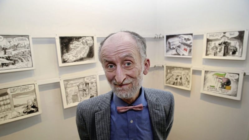Veteran political cartoonist Ian Knox pictured last night at RSUA in Belfast Piture by Hugh Russell. 