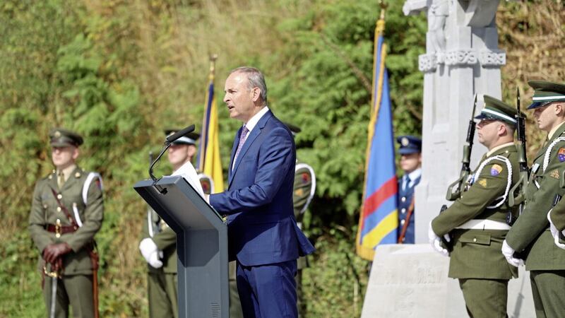 Taoiseach Micheal Martin speaking at Beal na Blath in west Cork, at the centenary commemoration of the death of Michael Collins. Picture by Government Information Services/PA Wire 