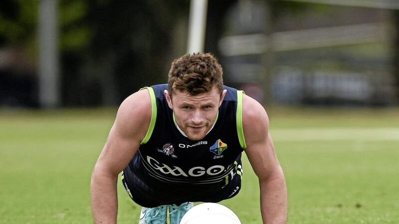 Ireland&#39;s Pearce Hanley during International Rules squad training ahead at Wesley College, Melbourne in 2014 