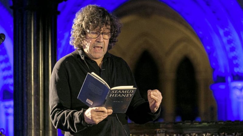 Stephen Rea on stage at the event to highlight the Seamus Heaney HomePlace. Picture by Paul Sherwood 
