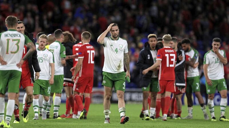 Republic of Ireland's Shane Duffy looks dejected after their Nations League B defeat by Wales