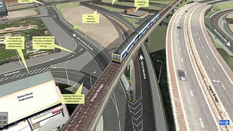 An artist&#39;s impression of a new York Street Interchange, where the Westlink, M2 and M3 meet 
