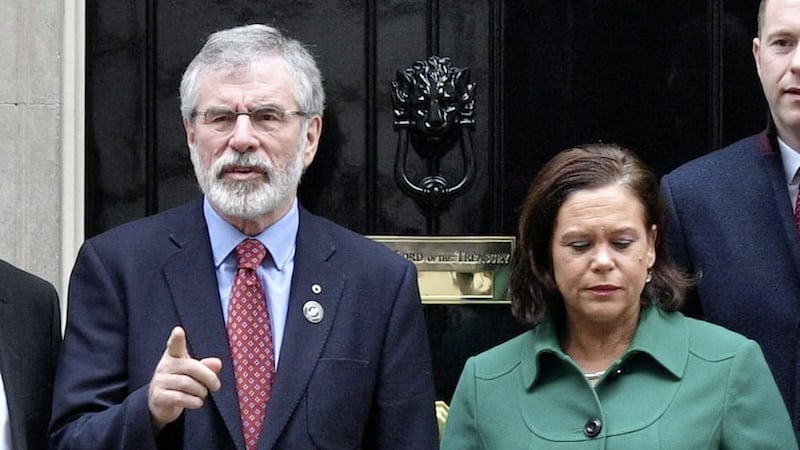 Sinn Fein president Gerry Adams with deputy leader Mary Lou McDonald 