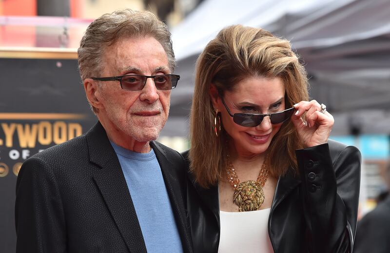 Frankie Valli and Jackie Jacobs attend a ceremony honouring Frankie Valli and the Four Seasons with a star on the Hollywood Walk of Fame (Jordan Strauss/Invision/AP)
