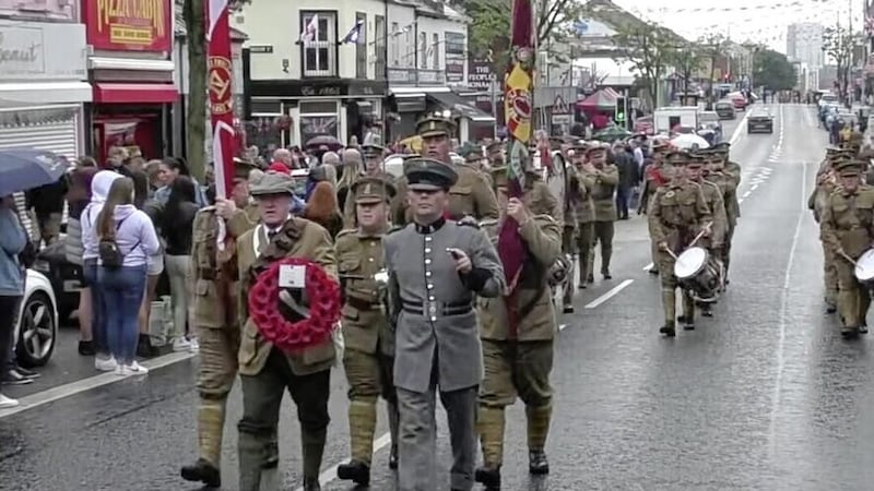 Members of the East Belfast UVF 'regimental band' taking part in last year's Brian Robinson parade.