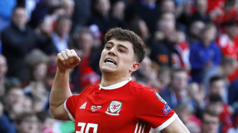 <span style="color: rgb(51, 51, 51); font-family: sans-serif, Arial, Verdana, &quot;Trebuchet MS&quot;; ">Wales winger Daniel James celebrates scoring his side's first goal of the game during the Uefa Euro 2020 Qualifying, Group E match against Slovakia at the Cardiff City Stadium on Sunday March 24 2019.</span><span style="color: rgb(51, 51, 51); font-family: sans-serif, Arial, Verdana, &quot;Trebuchet MS&quot;; ">&nbsp;</span>