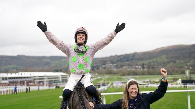 Paul Townend aboard Gaelic Warrior after winning the My Pension Expert Arkle Challenge Trophy Novices' Chase on day one of the 2024 Cheltenham Festival at Cheltenham Racecourse. Picture date: Tuesday March 12, 2024. PA Photo. See PA story RACING Cheltenham. Photo credit should read: Adam Davy/PA Wire.

RESTRICTIONS: Use subject to restrictions. Editorial use only, no commercial use without prior consent from rights holder.